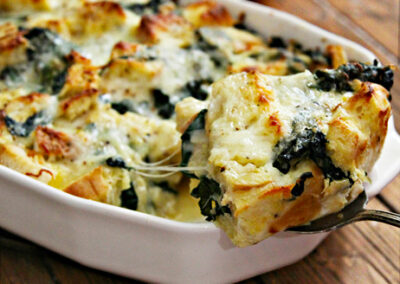 Bread and Butter Pudding with Roquefort and Leeks
